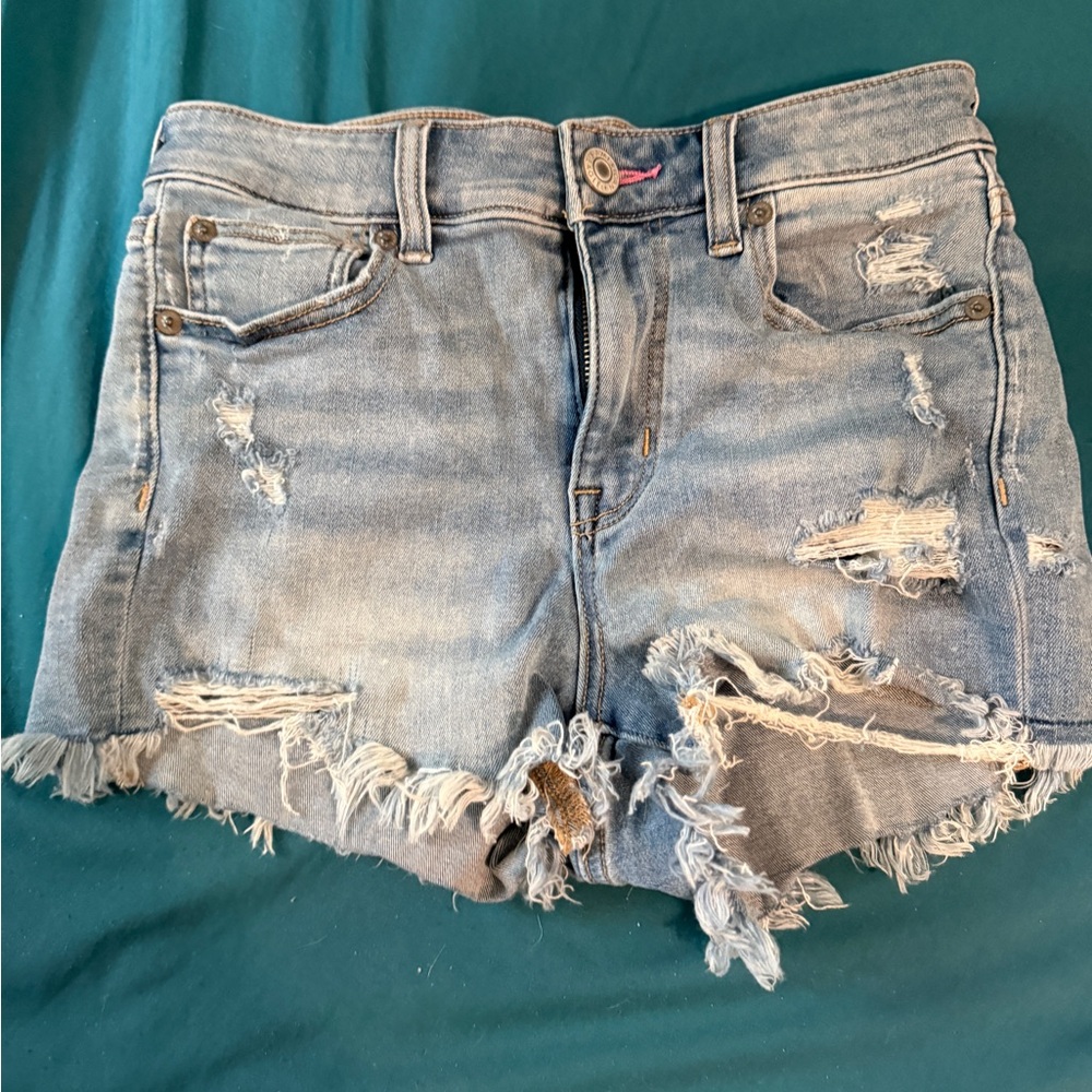 American Eagle Outfitters Light Blue/Pride Distressed Jean Shorts